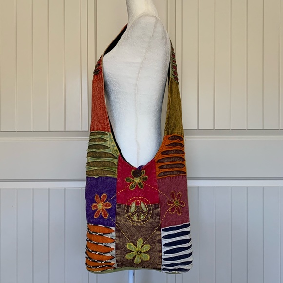 Unbranded Handbags - Boho Hippie Crossbody Bag Purse Peace Sign Hobo